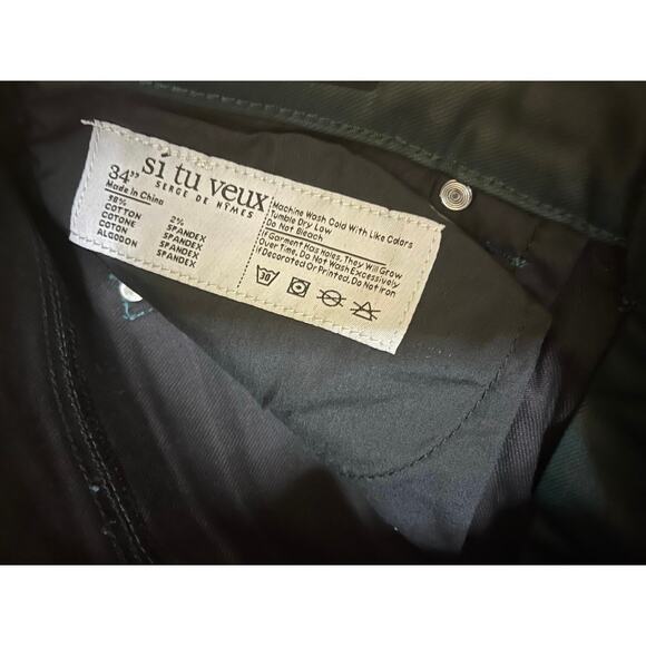 Si Tu Veux Hunter Green Wax Gordon Jeans Superstack Size34 - Picture 3 of 4
